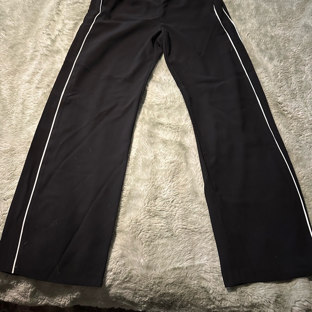 Anthropologie Maeve Black Track Pants with White Stripes